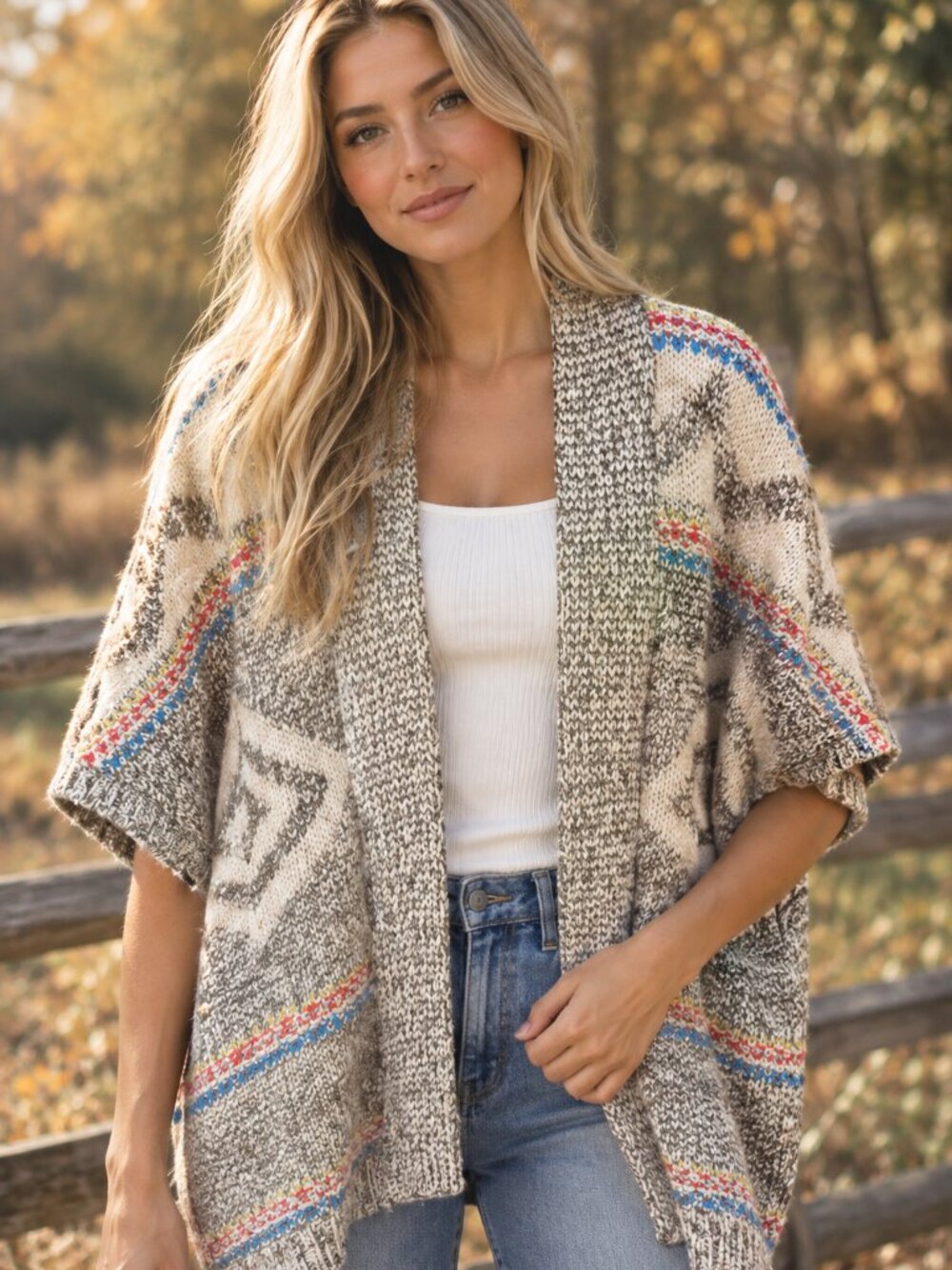 American Eagle Southwestern Wool Alpaca Blend Shrug Sweater M